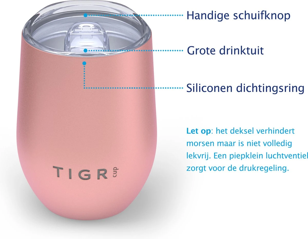 TIGR Cup - Drinkbeker - Thermosbeker - Koffie En Thee - 350ml - Rosé Goud 5 TIGR Cup - Drinkbeker - Thermosbeker - Koffie En Thee - 350ml - Rosé Goud - Afbeelding 3