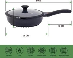 Wokpan - Multifunctionele 3 In 1 Pan Met Deksel + Wok + Hapjespan 28 Cm -Keukenproducten Winkel 1200x953