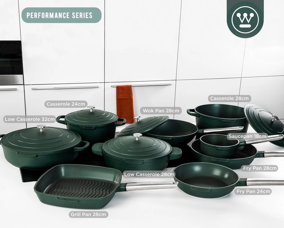 Westinghouse Performance Series - Hapjespan Inductie Met Deksel - 32cm Sauteerpan - Oven Geschikt - Groen 7 Westinghouse Performance Series - Hapjespan Inductie Met Deksel - 32cm Sauteerpan - Oven Geschikt - Groen - Afbeelding 5