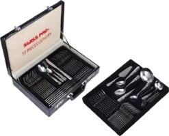 Swiss Pro+ Bestekset In Koffer-72 Delig-12 Persoons-Zwitsers Kwaliteit-Complete Set-100% Roestvrijstaal-Modern Gold -Keukenproducten Winkel 1200x967 1