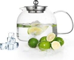 Monzana Theepot Glas - Met Theepotverwarmer – Voor 1,5 Liter RVS Zeef -Keukenproducten Winkel 1200x979 3