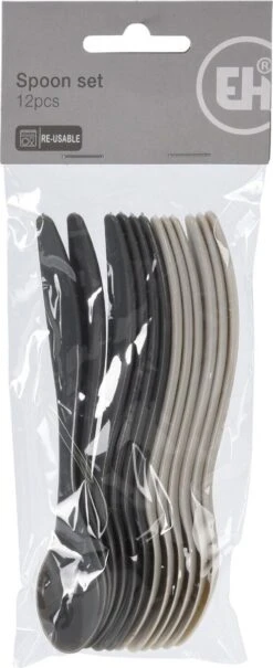 Excellent Houseware 12x Eierlepels Zwart/grijs Kunststof 14 Cm -Keukenproducten Winkel 490x1200 1
