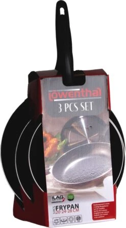 Löwenthal Hoogwaardige Koekenpan Set - 3 Stuks - PFOA Vrije Anti-aanbaklaag - Zwart -Keukenproducten Winkel 667x1200