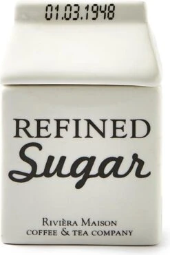 Riviera Maison Suikerpot, Voorraadpot - Carton Jar Sugar – Wit - (LxBxH) 7.6x7.6x10 Cm -Keukenproducten Winkel 799x1200 17
