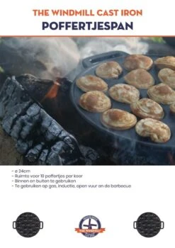 The Windmill Poffertjespan 30 Cm Gietijzer 2,3 Kg Zwart -Keukenproducten Winkel 847x1200