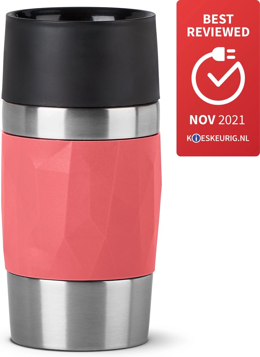 Tefal Compact Travel Mug Compact Thermosfles - 0,3 L - Koraal 4 Tefal Compact Travel Mug Compact Thermosfles - 0,3 L - Koraal - Afbeelding 2