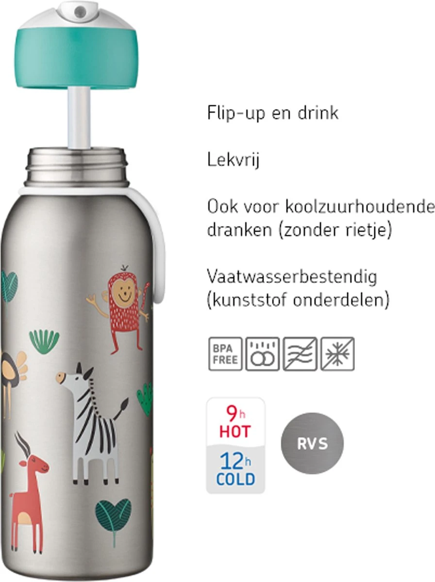 Mepal – Isoleerfles Flip-up Campus – Dino – Waterfles Met Rietje – Houdt Je Drankje Tot 9 Uur Warm En 12 Uur Koud – Drinkfles Voor Kinderen – Thermosfles 6 Mepal – Isoleerfles Flip-up Campus – Dino – Waterfles Met Rietje – Houdt Je Drankje Tot 9 Uur Warm En 12 Uur Koud – Drinkfles Voor Kinderen – Thermosfles - Afbeelding 4