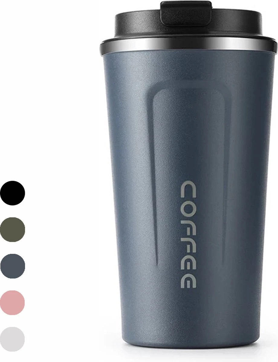 Premium RVS Koffiebeker To Go - Thermosbeker - Theebeker - 380ml - Blauw 3 Premium RVS Koffiebeker To Go - Thermosbeker - Theebeker - 380ml - Blauw