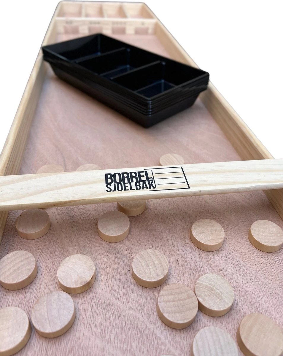Sjoelbak - Borrelsjoelbak - Hapjesplank - Borrelplank - Mini Sjoelbak 120 Cm Met Zwarte Bakjes - Kleine Sjoelbakken 3 Sjoelbak - Borrelsjoelbak - Hapjesplank - Borrelplank - Mini Sjoelbak 120 Cm Met Zwarte Bakjes - Kleine Sjoelbakken