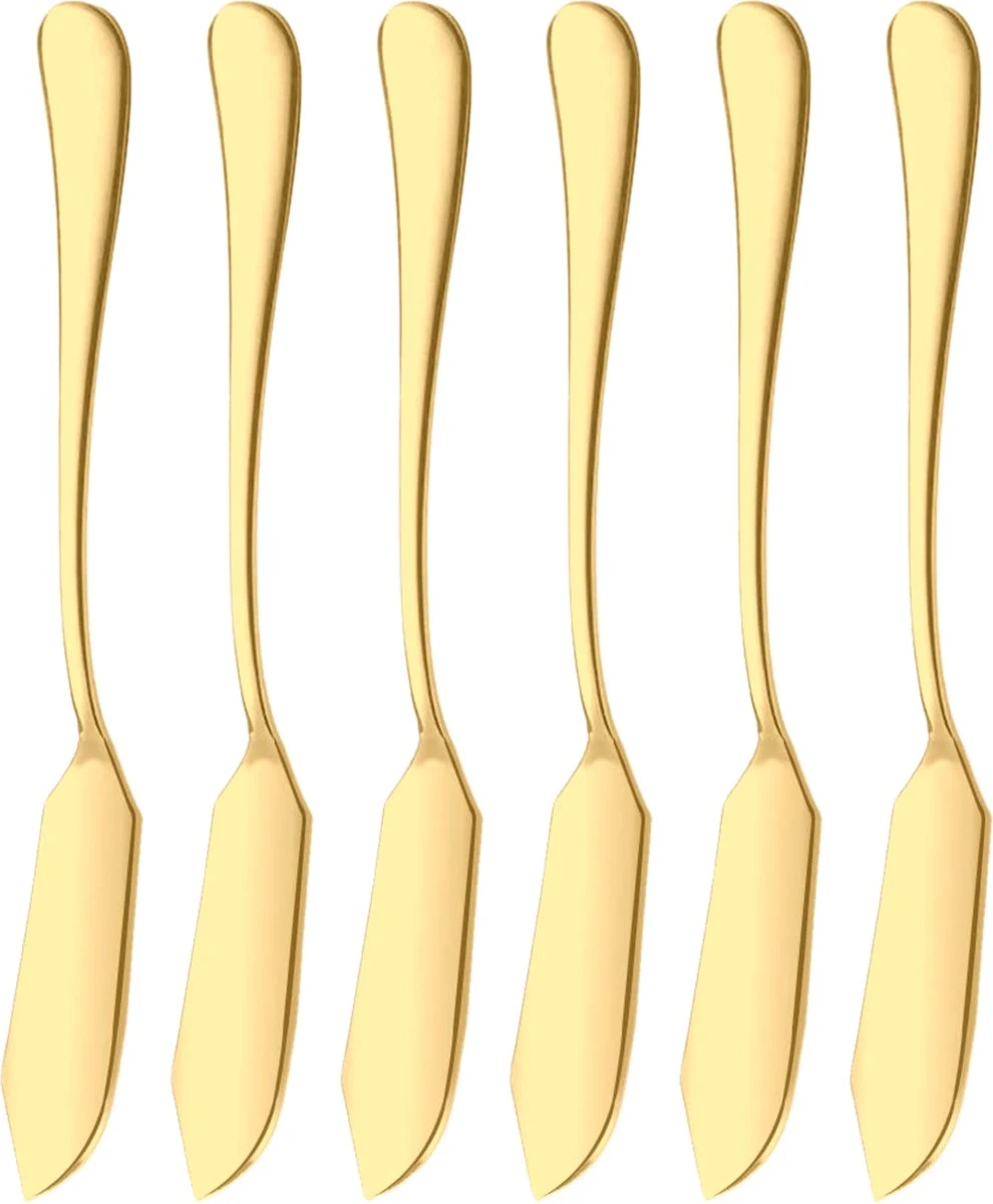 House Of Husk Botermesjes Set - Goud - RVS - Botermes - Smeermessen - Tapas Mesjes - 6 Stuks 3 House Of Husk Botermesjes Set - Goud - RVS - Botermes - Smeermessen - Tapas Mesjes - 6 Stuks